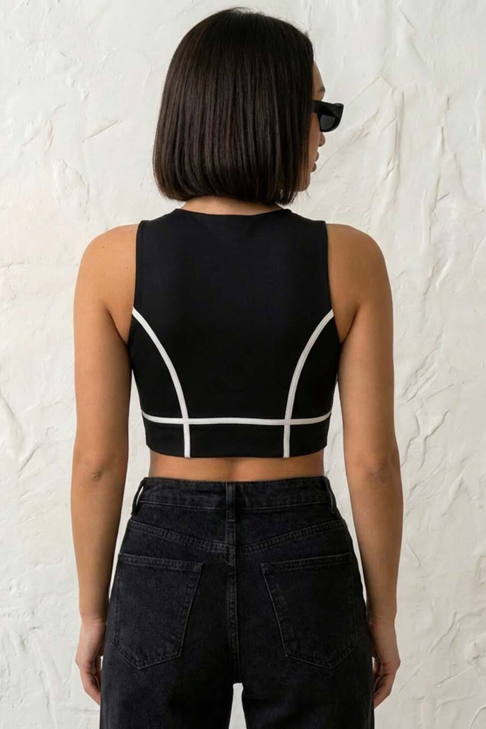 Talia αθλητικό crop τοπ μαύρο - Image 2