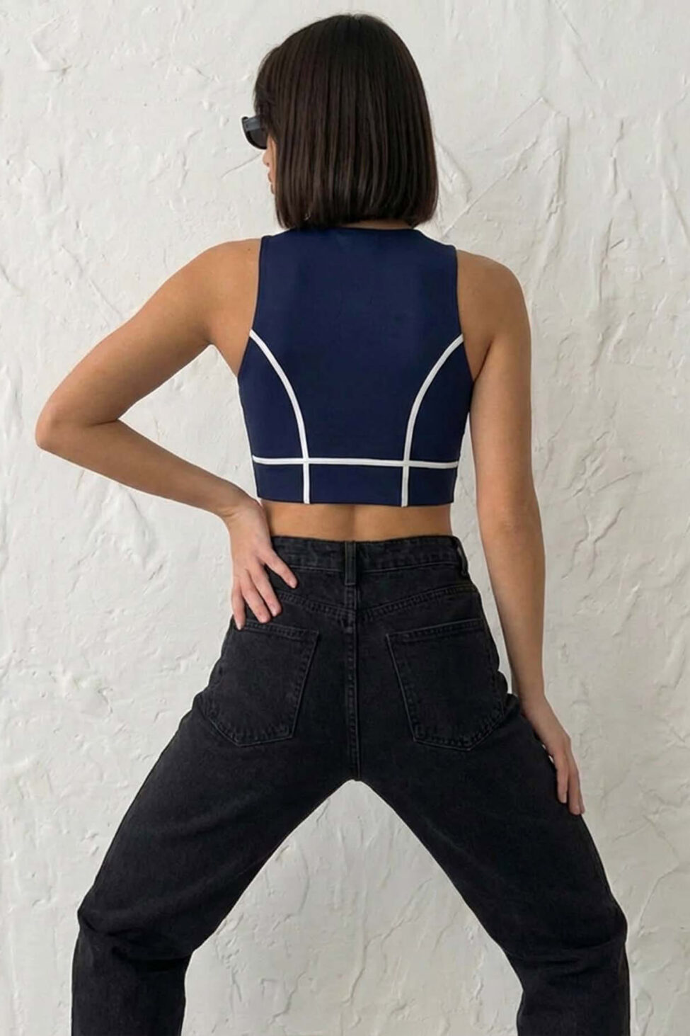 Talia αθλητικό crop τοπ μπλε σκούρο - Image 2