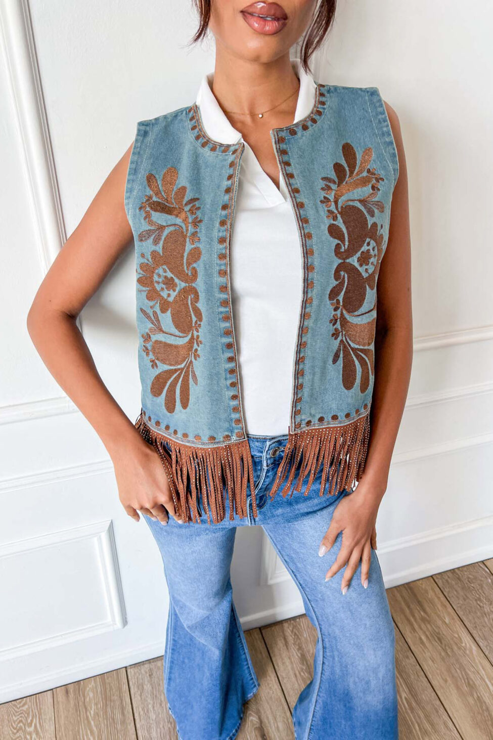 Tossa γιλέκο με κρόσια μπλε - Image 2