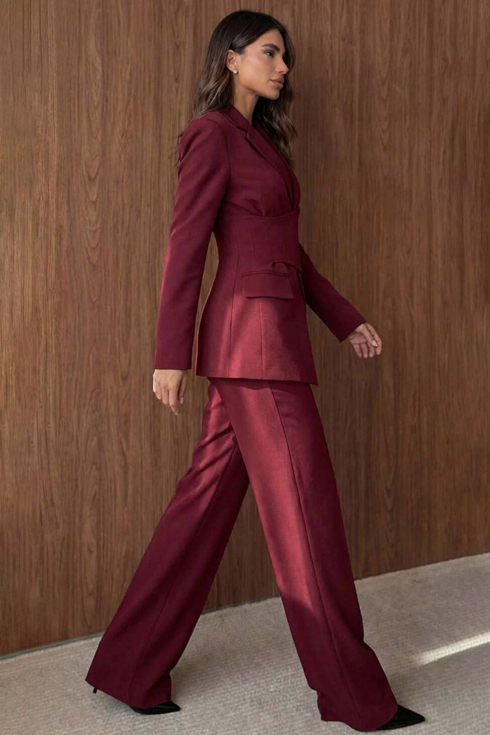 Venetian σετ σακάκι παντελόνι μπορντό - Image 2