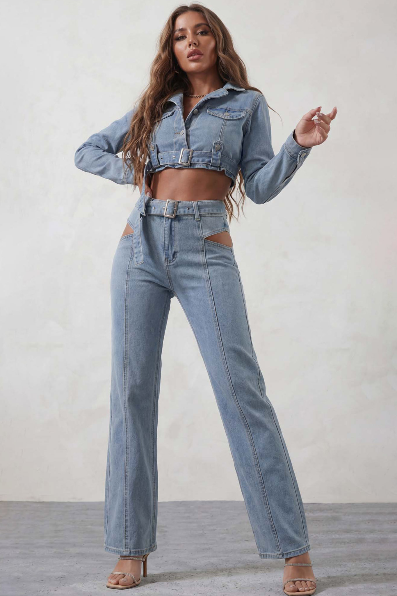 Vionnet σετ τζιν τζάκετ παντελόνι μπλε Vionnet σετ τζιν τζάκετ παντελόνι μπλε - Image 1