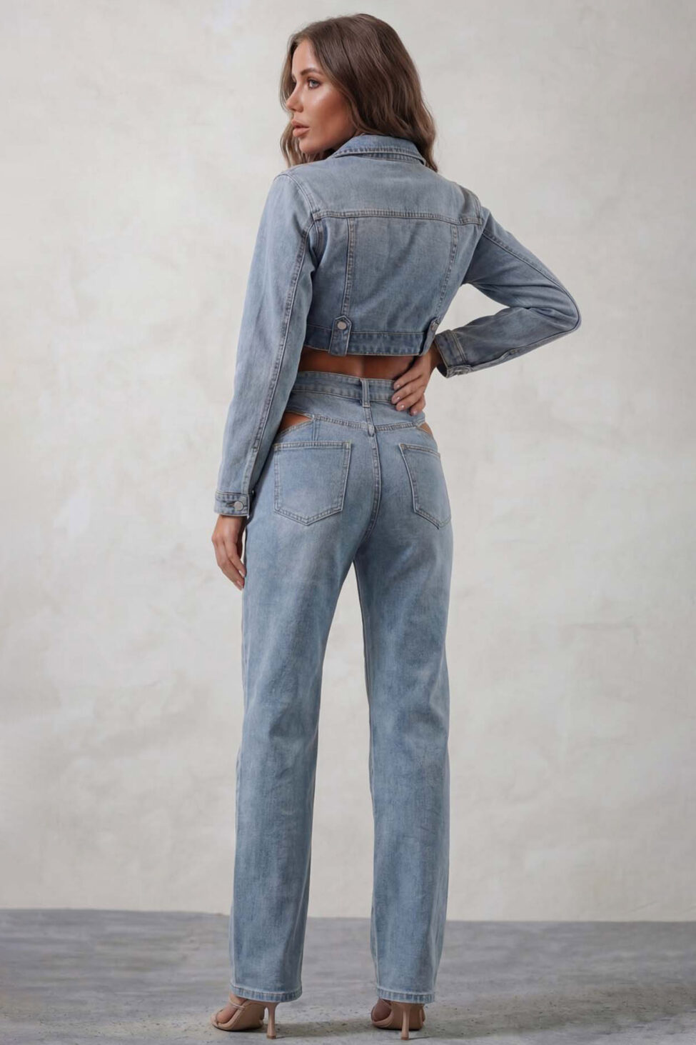 Vionnet σετ τζιν τζάκετ παντελόνι μπλε - Image 2