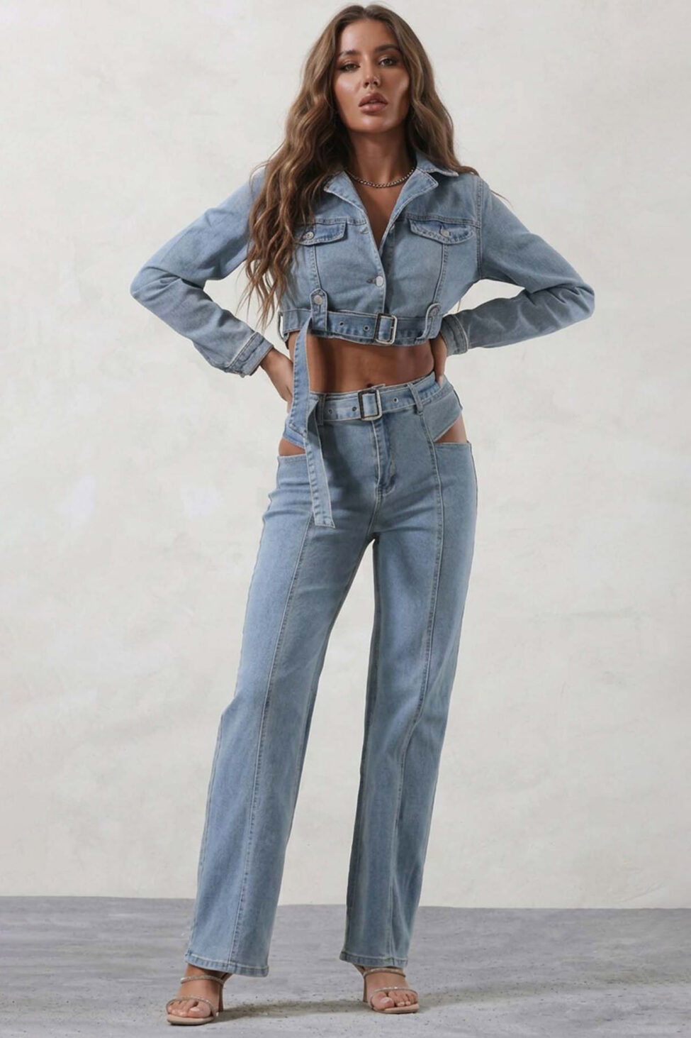 Vionnet σετ τζιν τζάκετ παντελόνι μπλε - Image 3