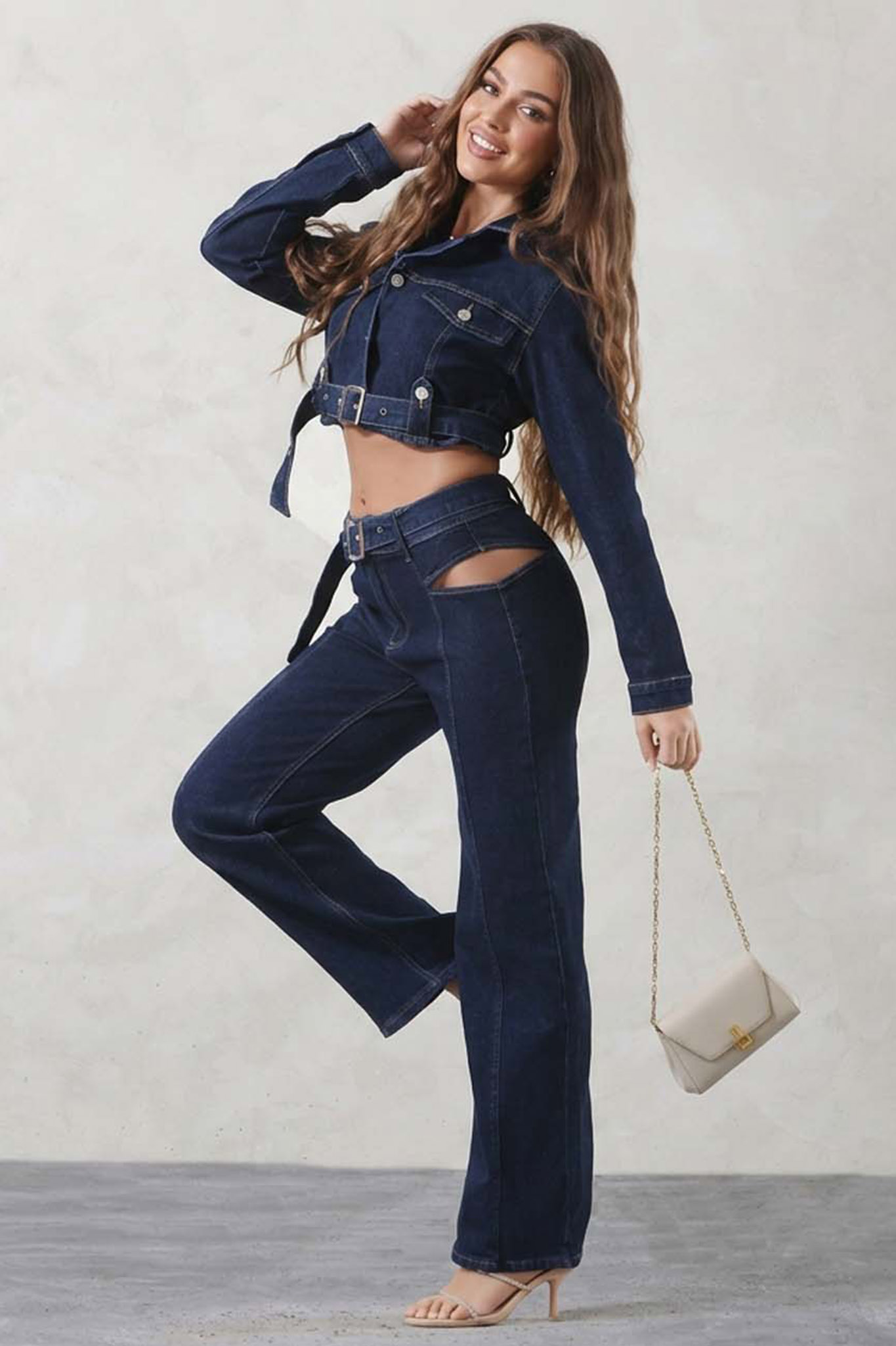 Vionnet σετ τζιν τζάκετ παντελόνι μπλε σκούρο Vionnet σετ τζιν τζάκετ παντελόνι μπλε σκούρο - Image 1