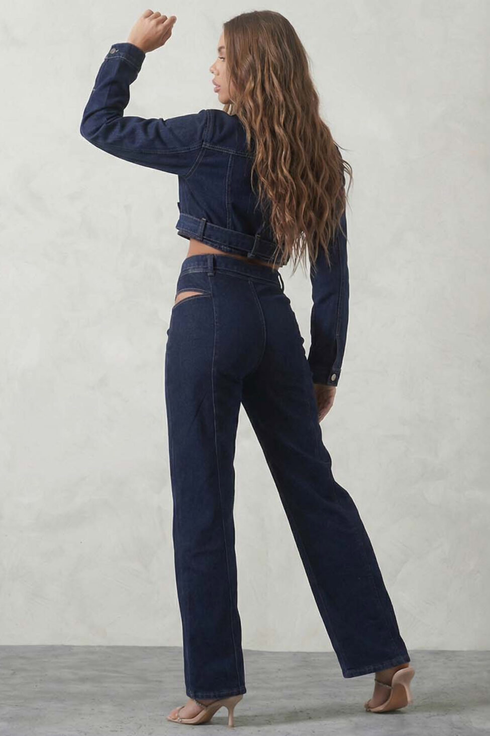 Vionnet σετ τζιν τζάκετ παντελόνι μπλε σκούρο - Image 2