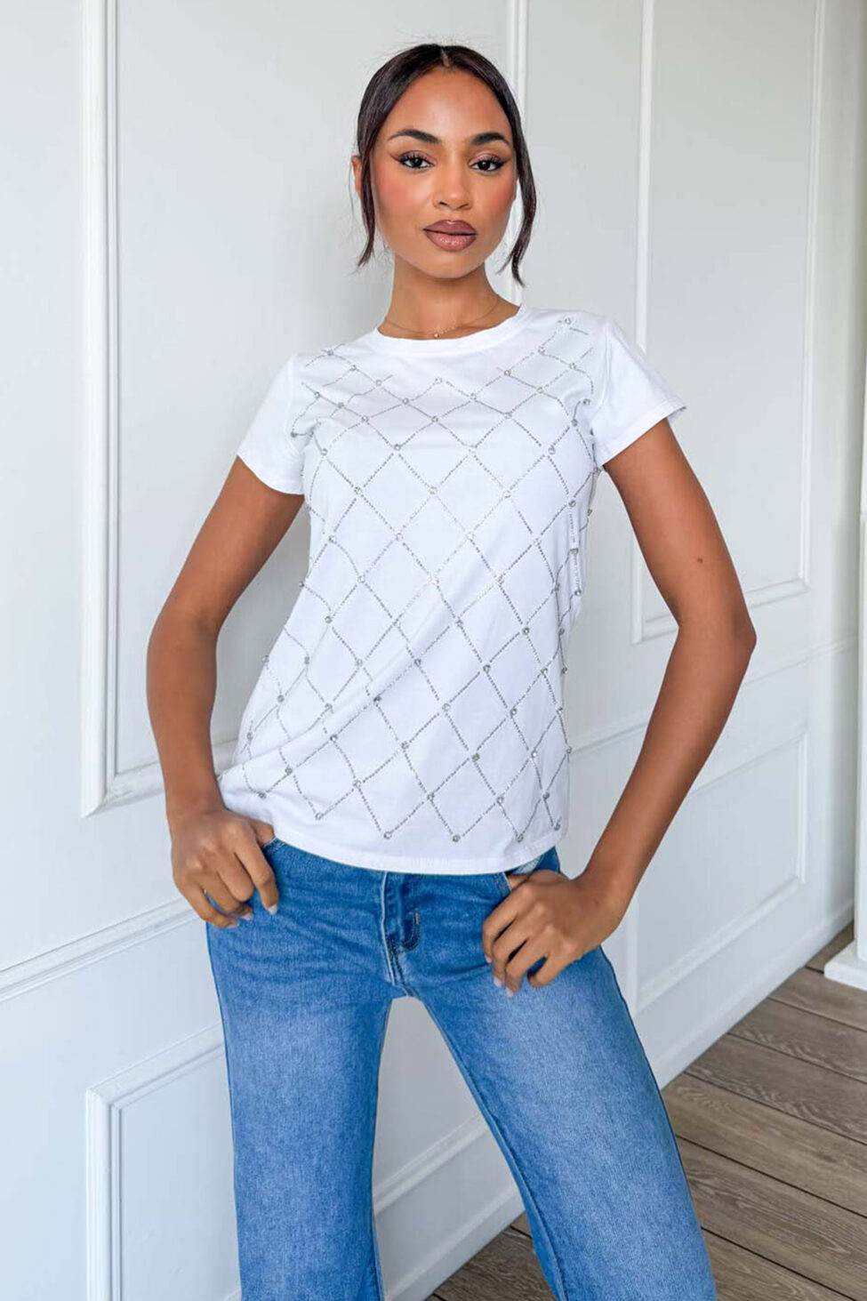 Webber μπλούζα με στρας λευκό - Image 2