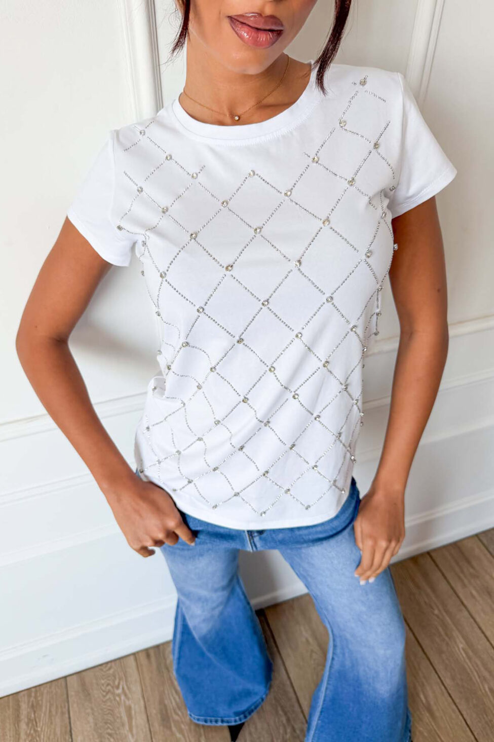 Webber μπλούζα με στρας λευκό - Image 3