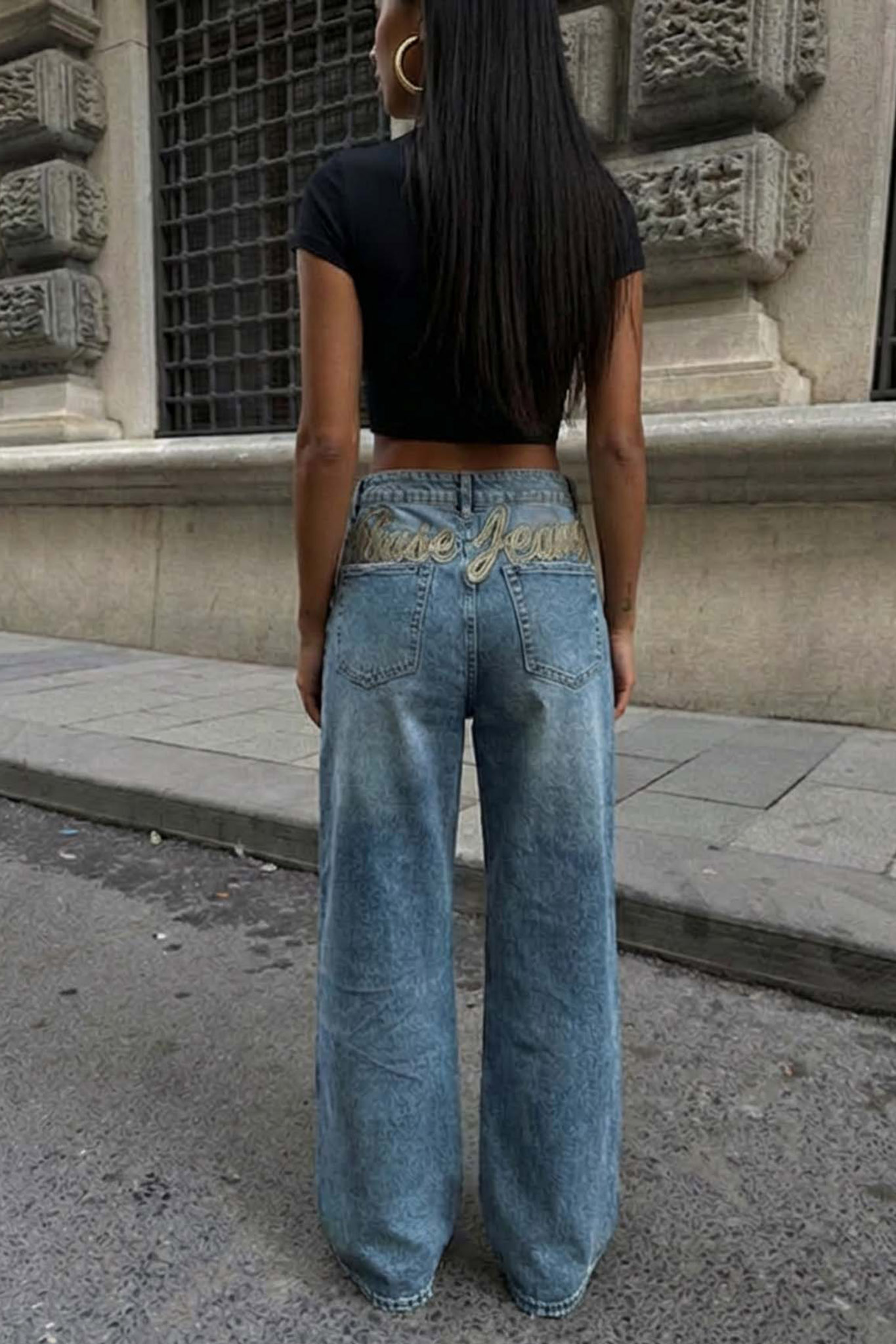 Zuzu τζιν παντελόνι με σχέδιο πίσω μπλε Zuzu τζιν παντελόνι με σχέδιο πίσω μπλε - Image 1