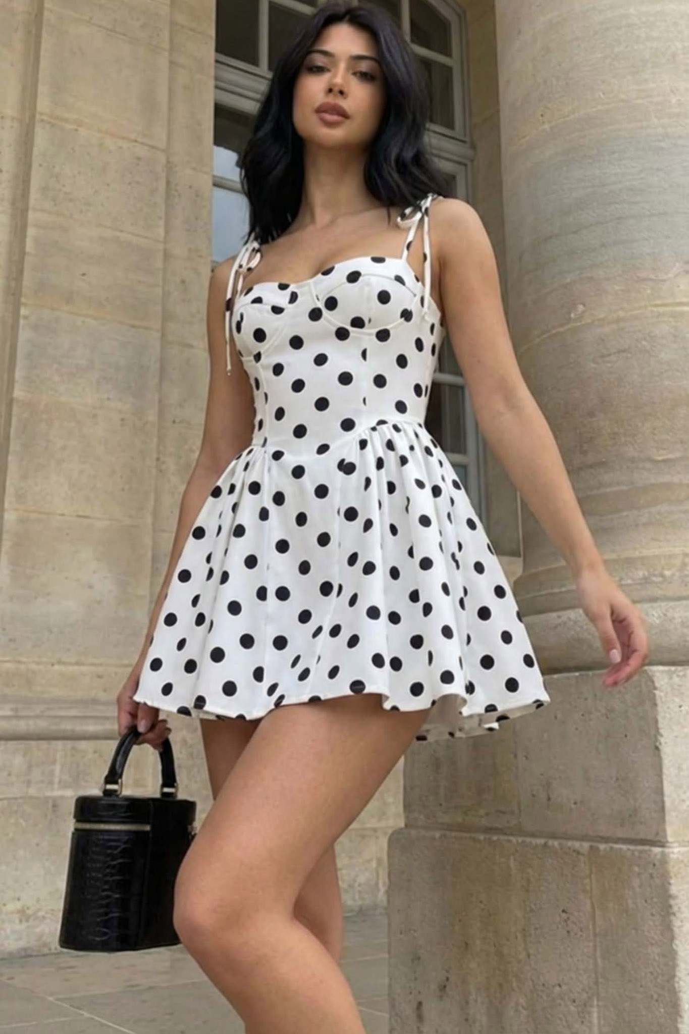 Alder μίνι φόρεμα με τιράντες πουά λευκό Alder μίνι φόρεμα με τιράντες πουά λευκό - Image 1