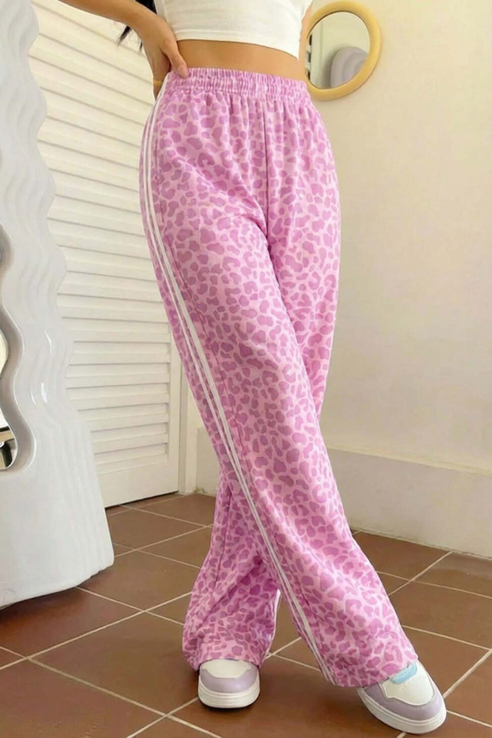 Altaia παντελόνα λεοπάρ με πλαϊνές ρίγες ροζ - Image 2