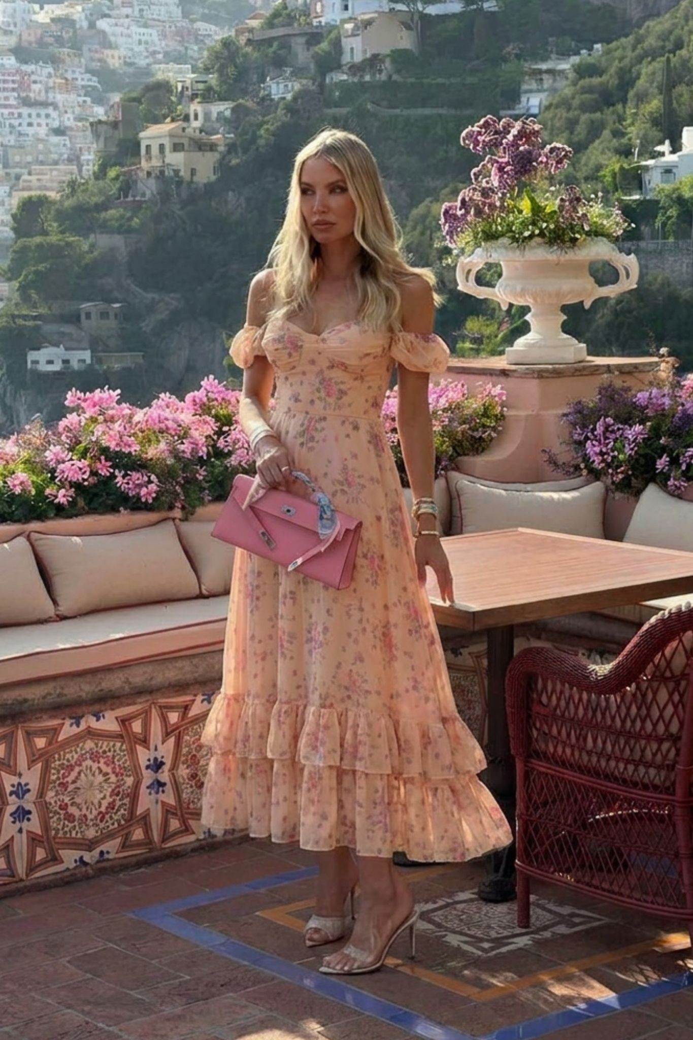 Amalfi φόρεμα μακρύ φλοράλ σομόν Amalfi φόρεμα μακρύ φλοράλ σομόν - Image 1