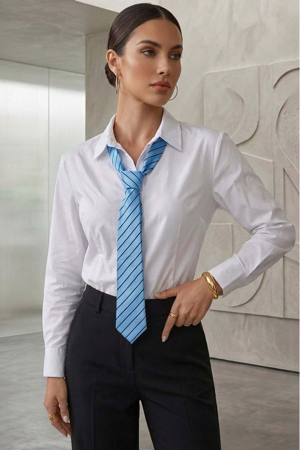 April πουκάμισο με γραβάτα σιελ - Image 2