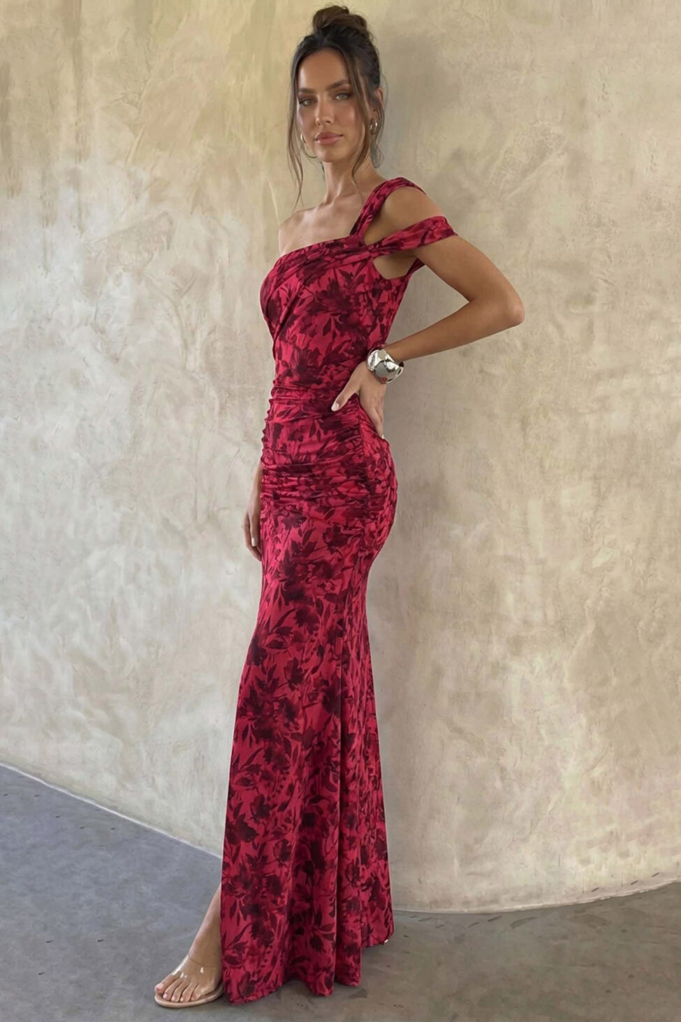 Athos φόρεμα μάξι φλοράλ μπορντό - Image 2