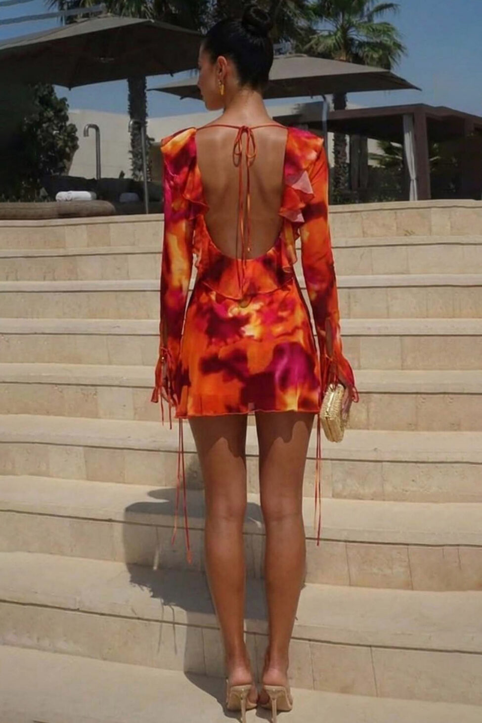 Aurena Φόρεμα μίνι με ανοιχτή πλάτη πορτοκαλί - Image 2