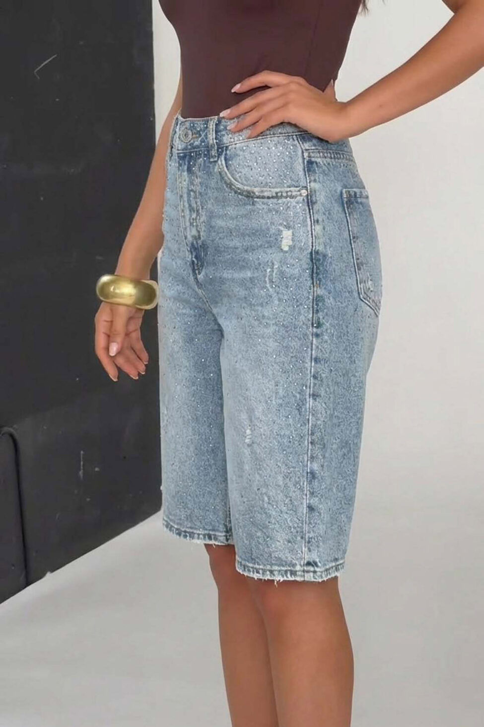 Avilla τζιν βερμούδα με στρας μπλε - Image 3