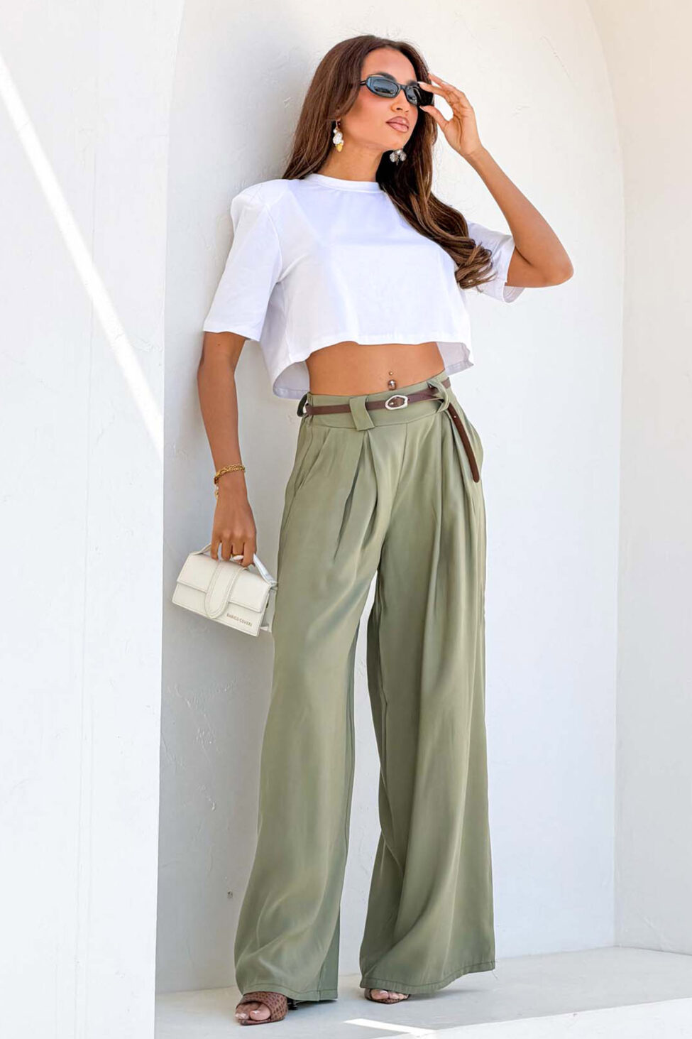 Bastille παντελόνι με ζώνη χακί - Image 2