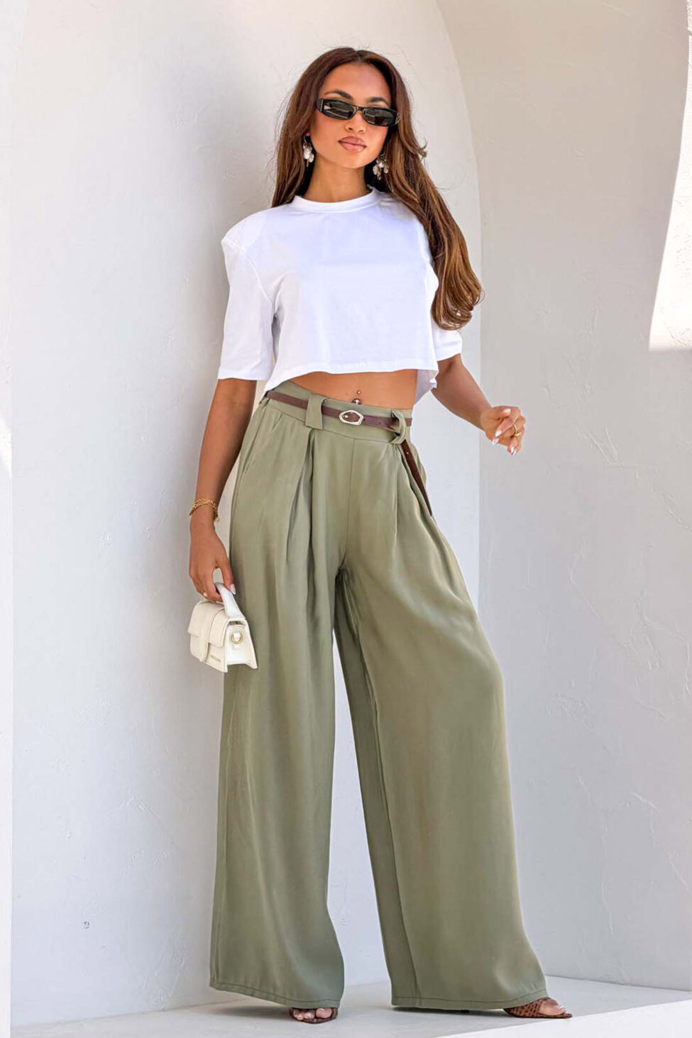 Bastille παντελόνι με ζώνη χακί - Image 4