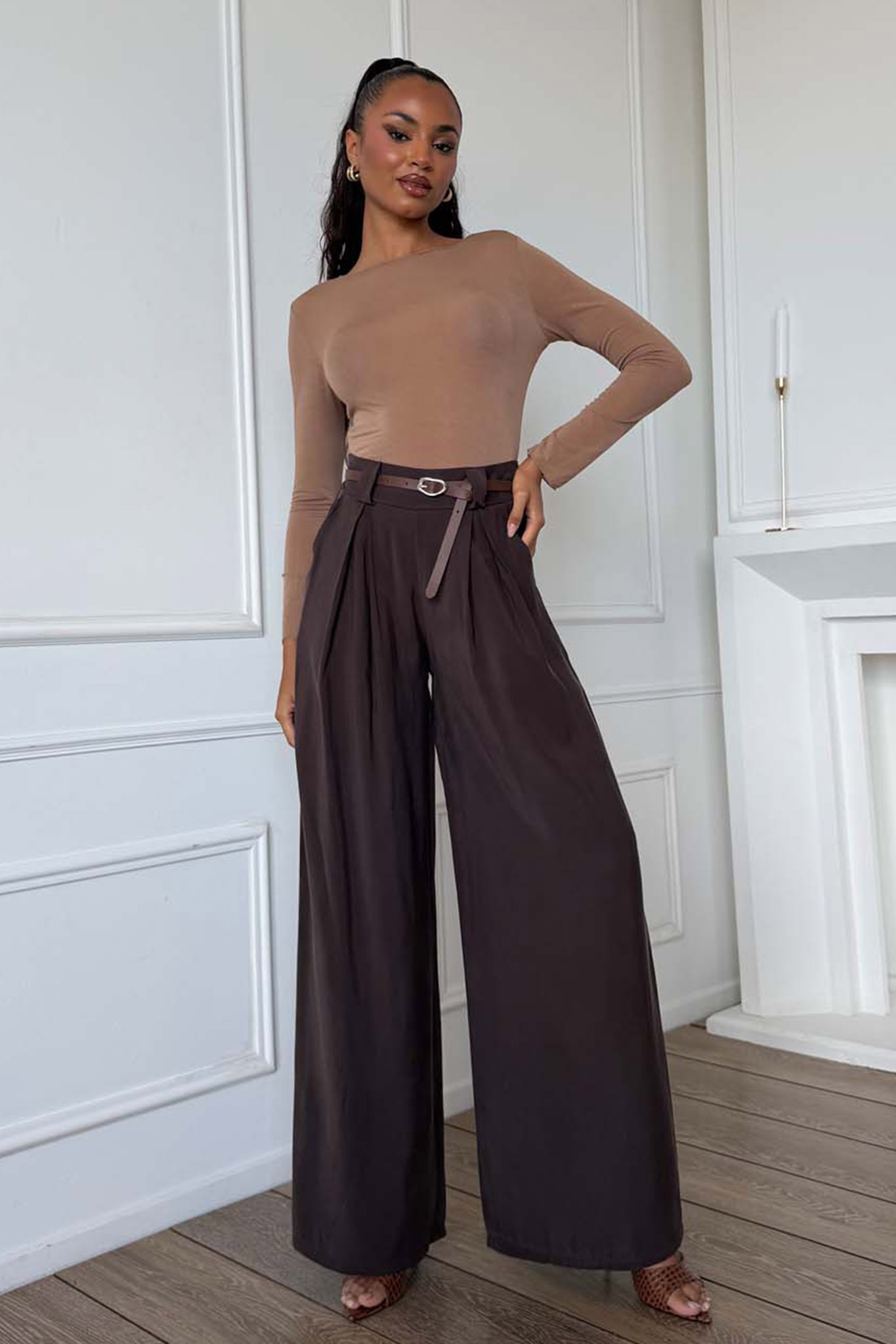 Bastille παντελόνι με ζώνη καφέ Bastille παντελόνι με ζώνη καφέ - Image 1