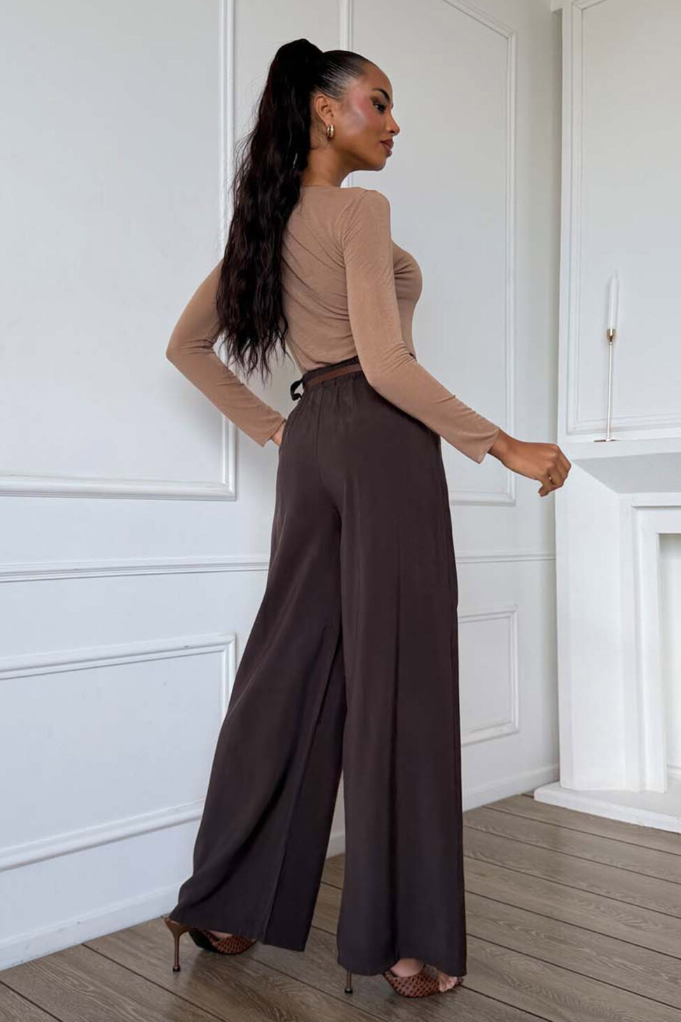 Bastille παντελόνι με ζώνη καφέ - Image 2