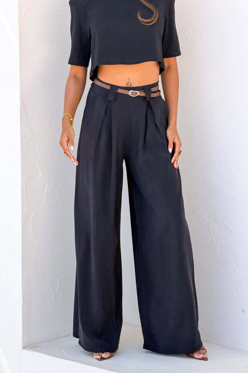 Bastille παντελόνι με ζώνη μαύρο - Image 3