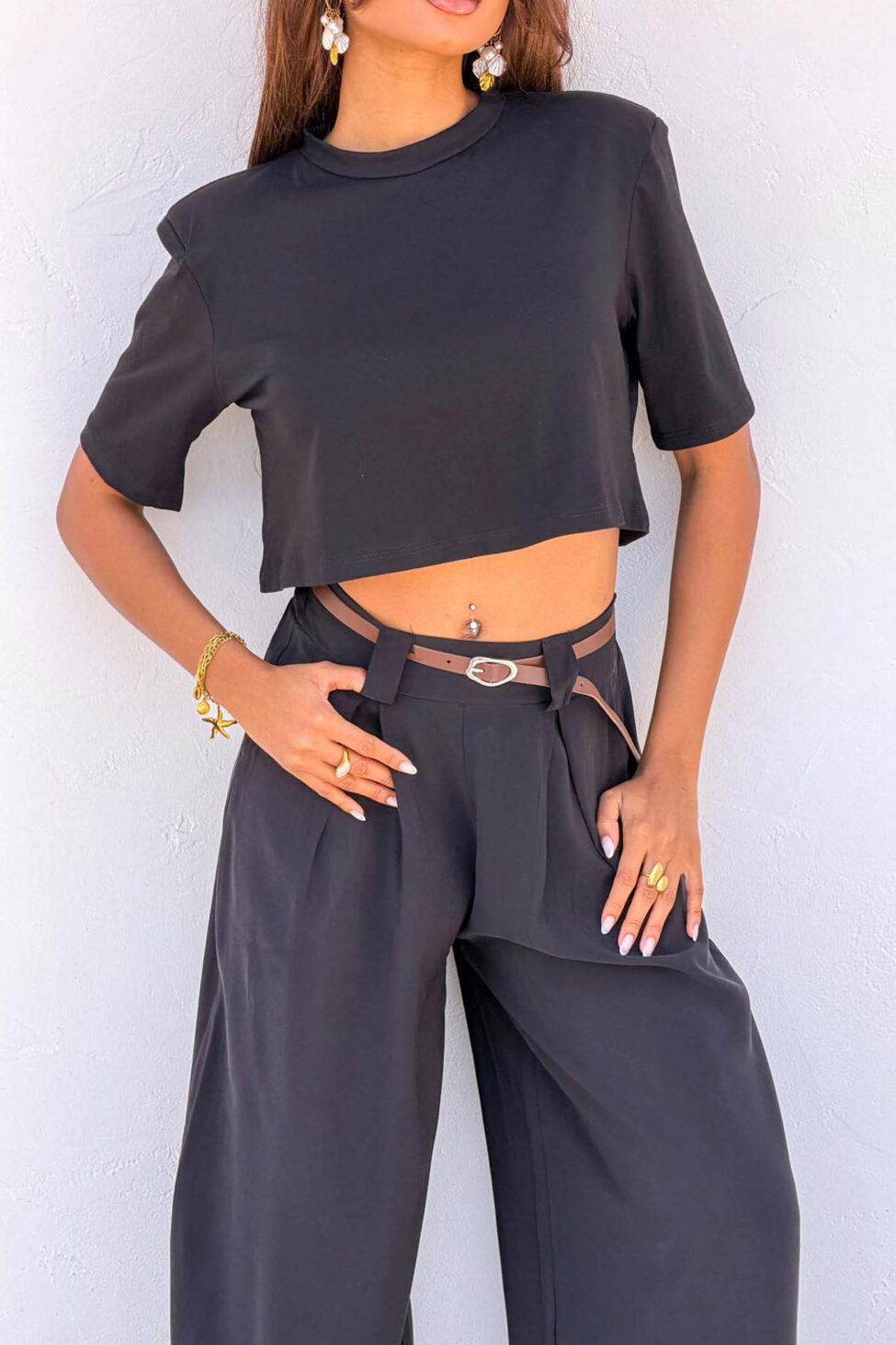 Bastille παντελόνι με ζώνη μαύρο - Image 4