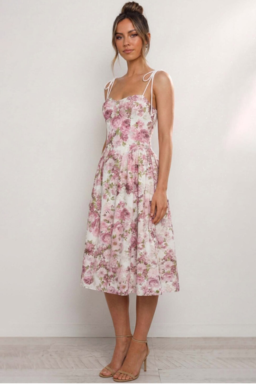 Belleza μίντι φλοράλ φόρεμα dusty pink - Image 2