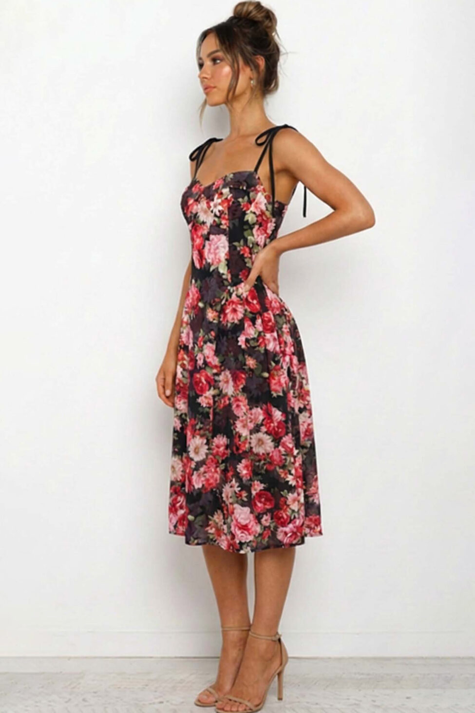 Belleza μίντι φλοράλ φόρεμα μαύρο - Image 2