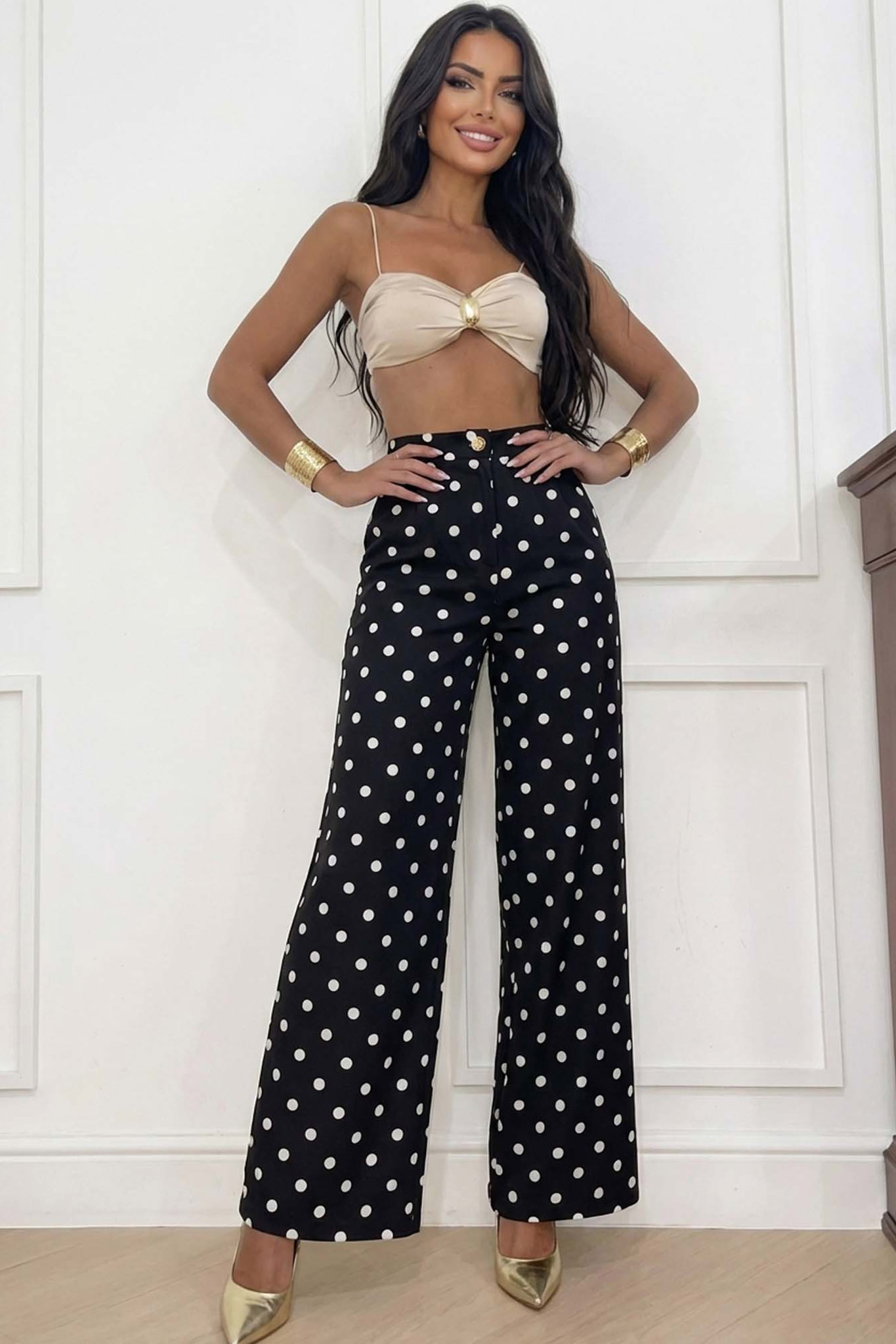 Borasco παντελόνι πουά μαύρο Borasco παντελόνι πουά μαύρο - Image 1