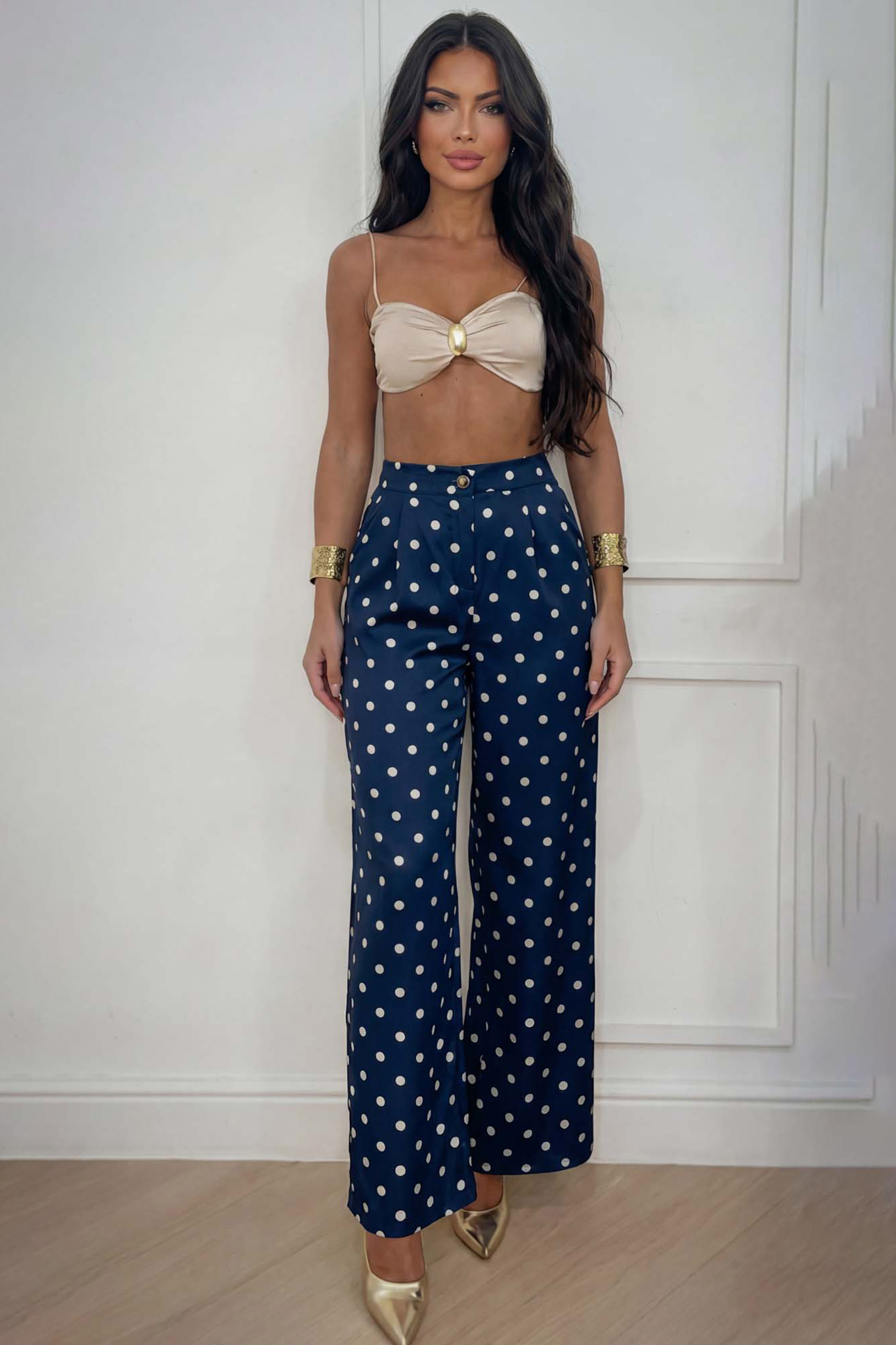 Borasco παντελόνι πουά μπλε σκούρο Borasco παντελόνι πουά μπλε σκούρο - Image 1