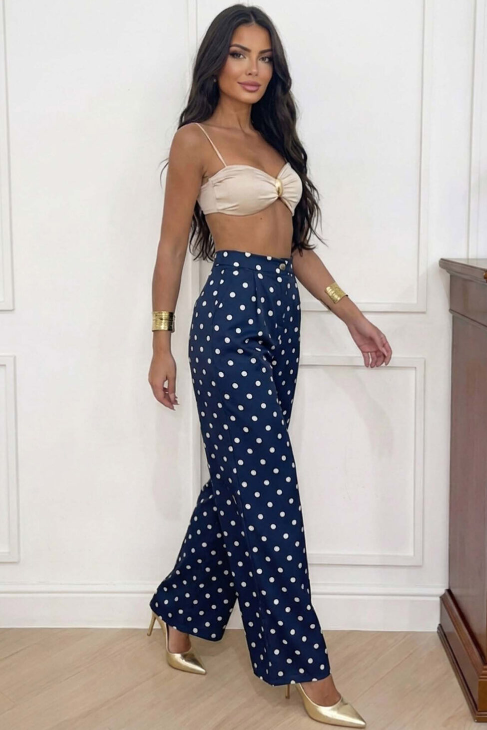 Borasco παντελόνι πουά μπλε σκούρο - Image 2