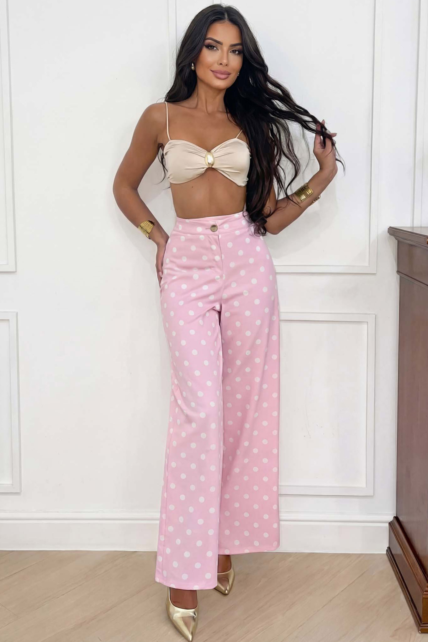 Borasco παντελόνι πουά ροζ Borasco παντελόνι πουά ροζ - Image 1