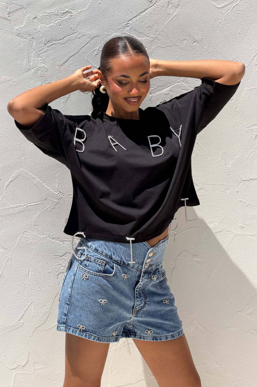 Bowden σορτς με διακοσμητικά φιογκάκια μπλε - Image 6