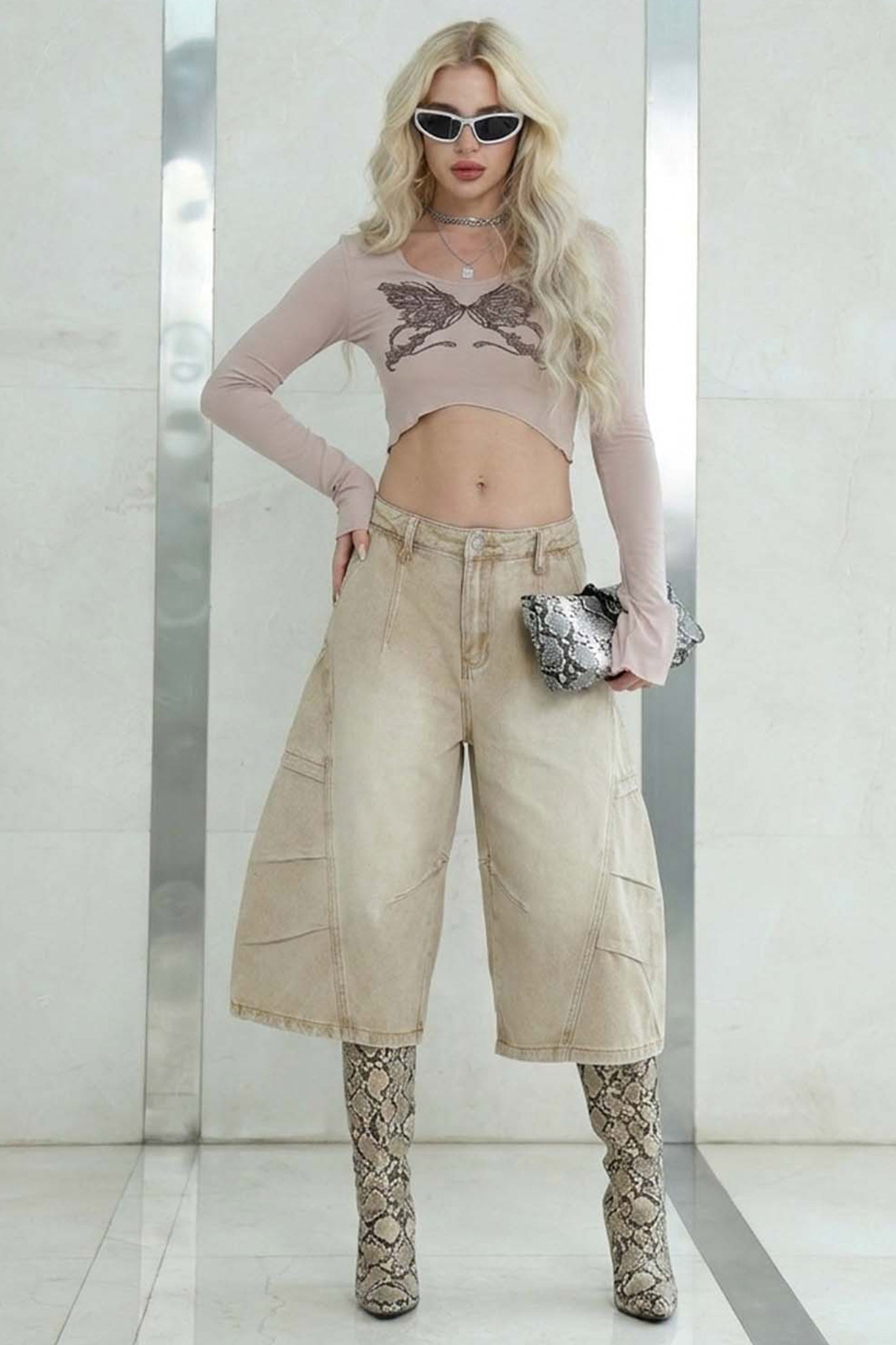 Cargelle Τζιν σορτς βερμούδα με τσέπες εκρού - Image 1