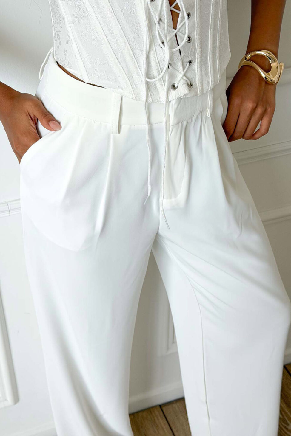 Casper παντελόνι λευκό - Image 4