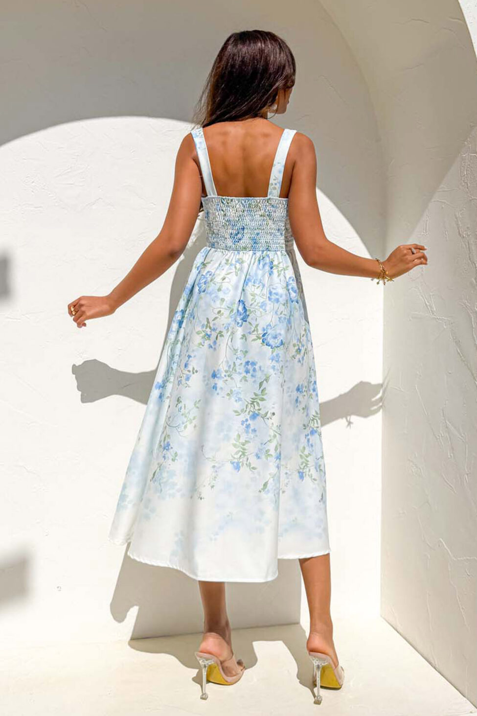 Cleopatra μίντι φλοράλ φορέμα σιελ - Image 6