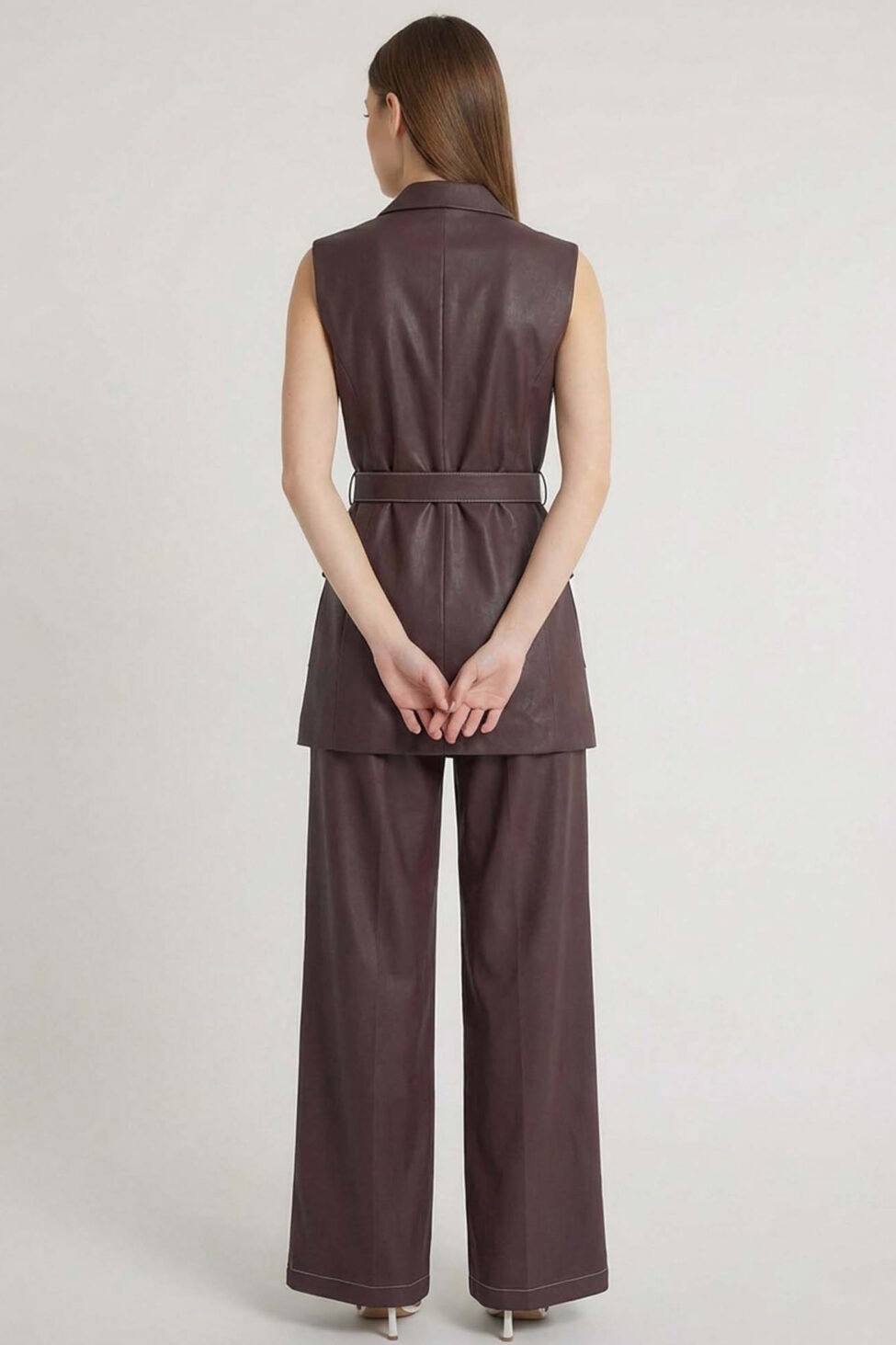 Dalia σετ γιλέκο παντελόνι καφέ - Image 2