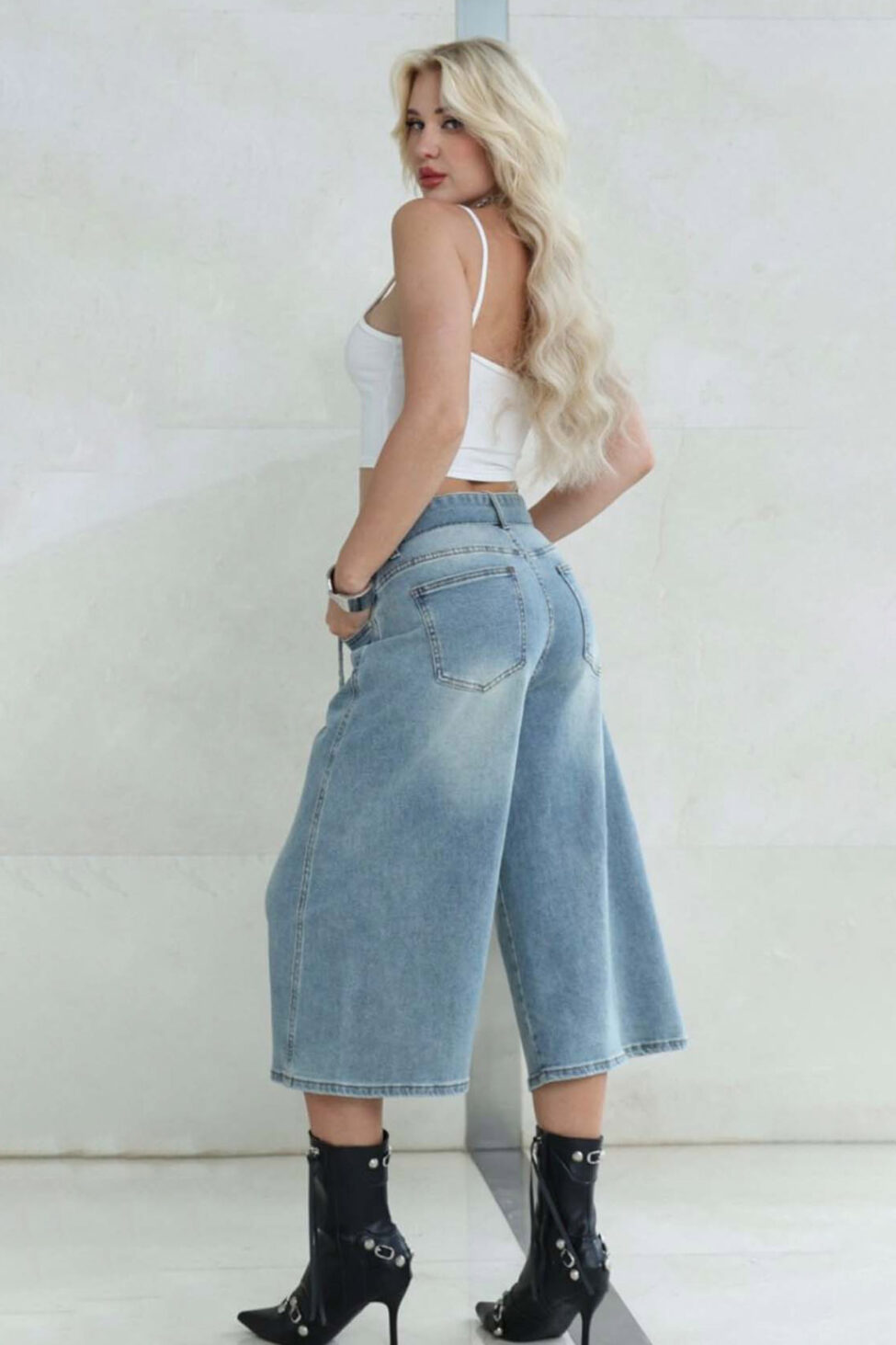 Darsen tζιν σορτς βερμούδα με ζώνη και φαρδιά γραμμή γαλάζιο - Image 2