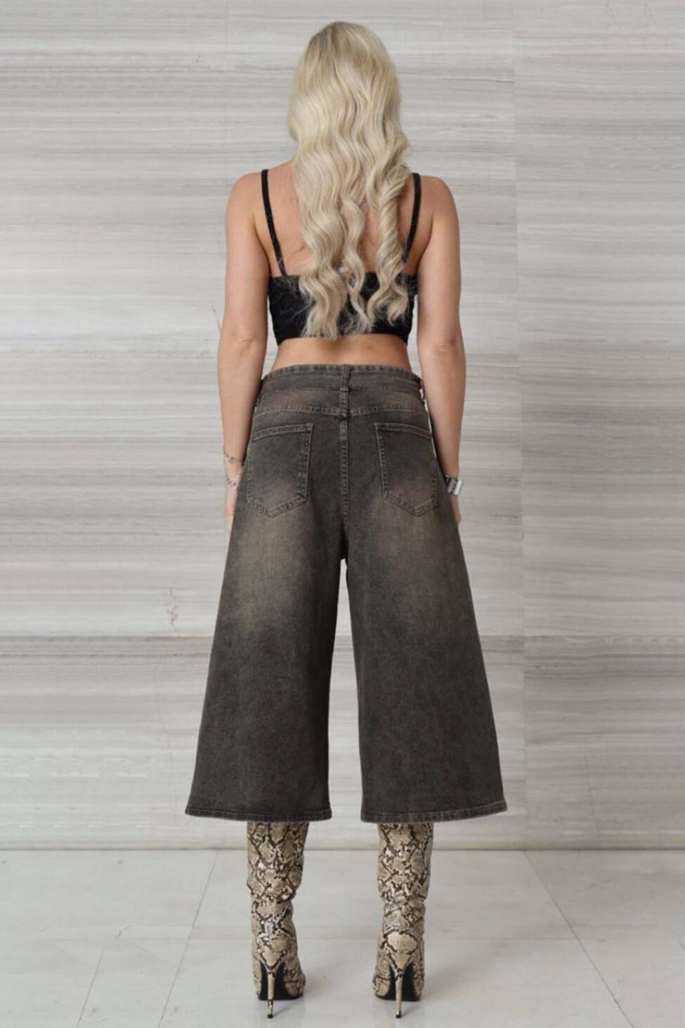 Darsen tζιν σορτς βερμούδα με ζώνη και φαρδιά γραμμή γκρι - Image 2