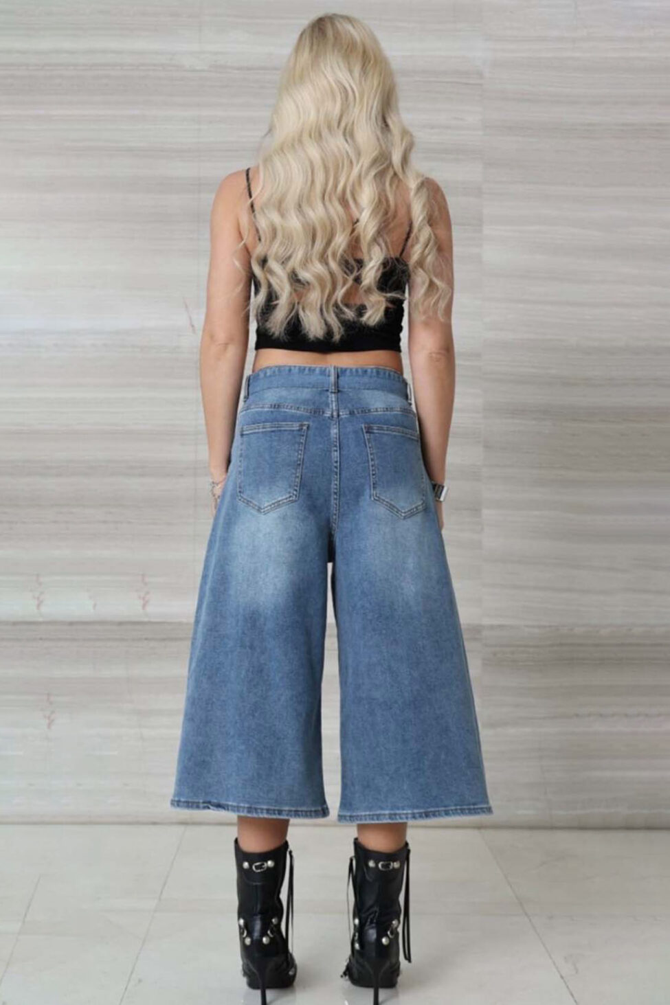 Darsen tζιν σορτς βερμούδα με ζώνη και φαρδιά γραμμή μπλε - Image 2