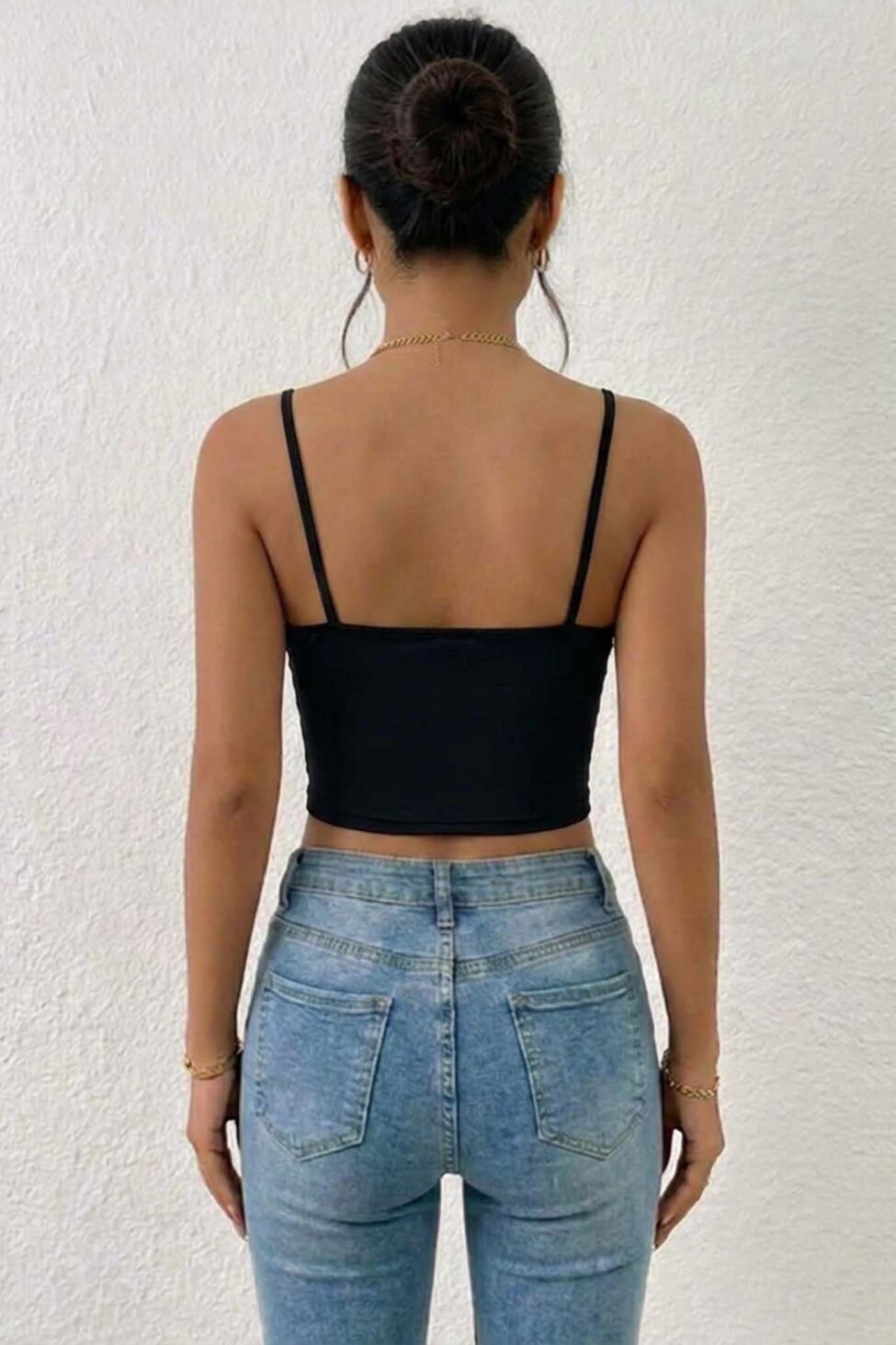 Debbie τοπ με τιράντες και πουά σχέδιο μαύρο - Image 2