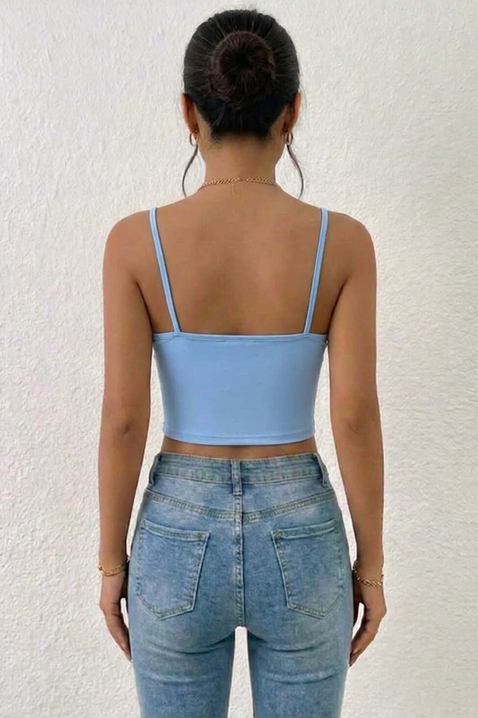 Debbie τοπ με τιράντες και πουά σχέδιο μπλε - Image 2