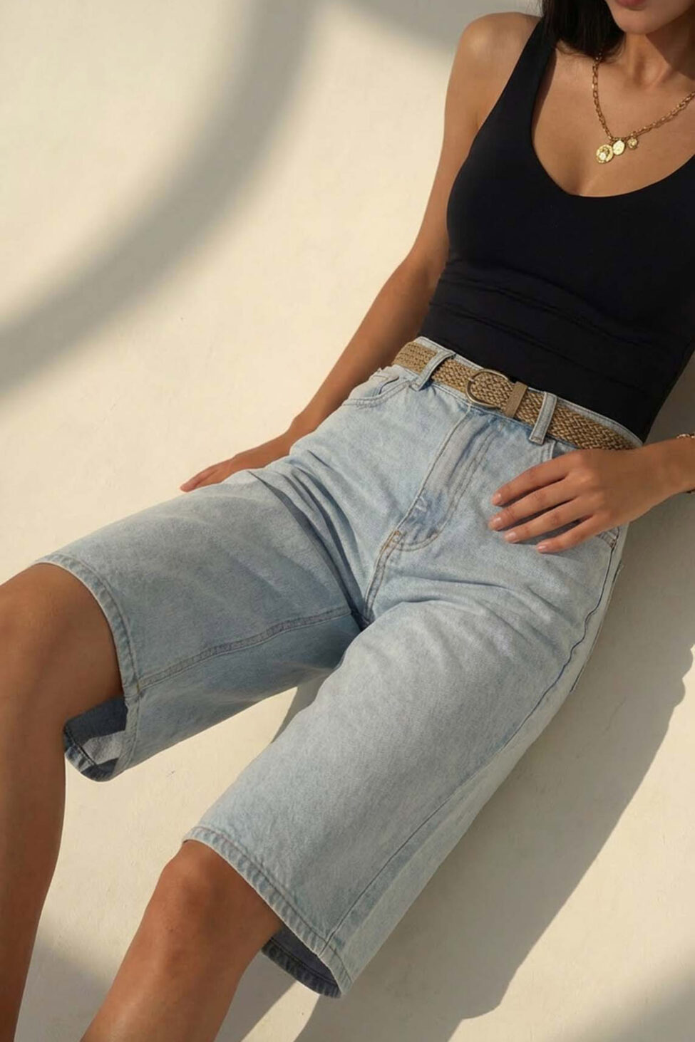 Deneris τζιν βερμούδα με ζωνάκι light blue - Image 2