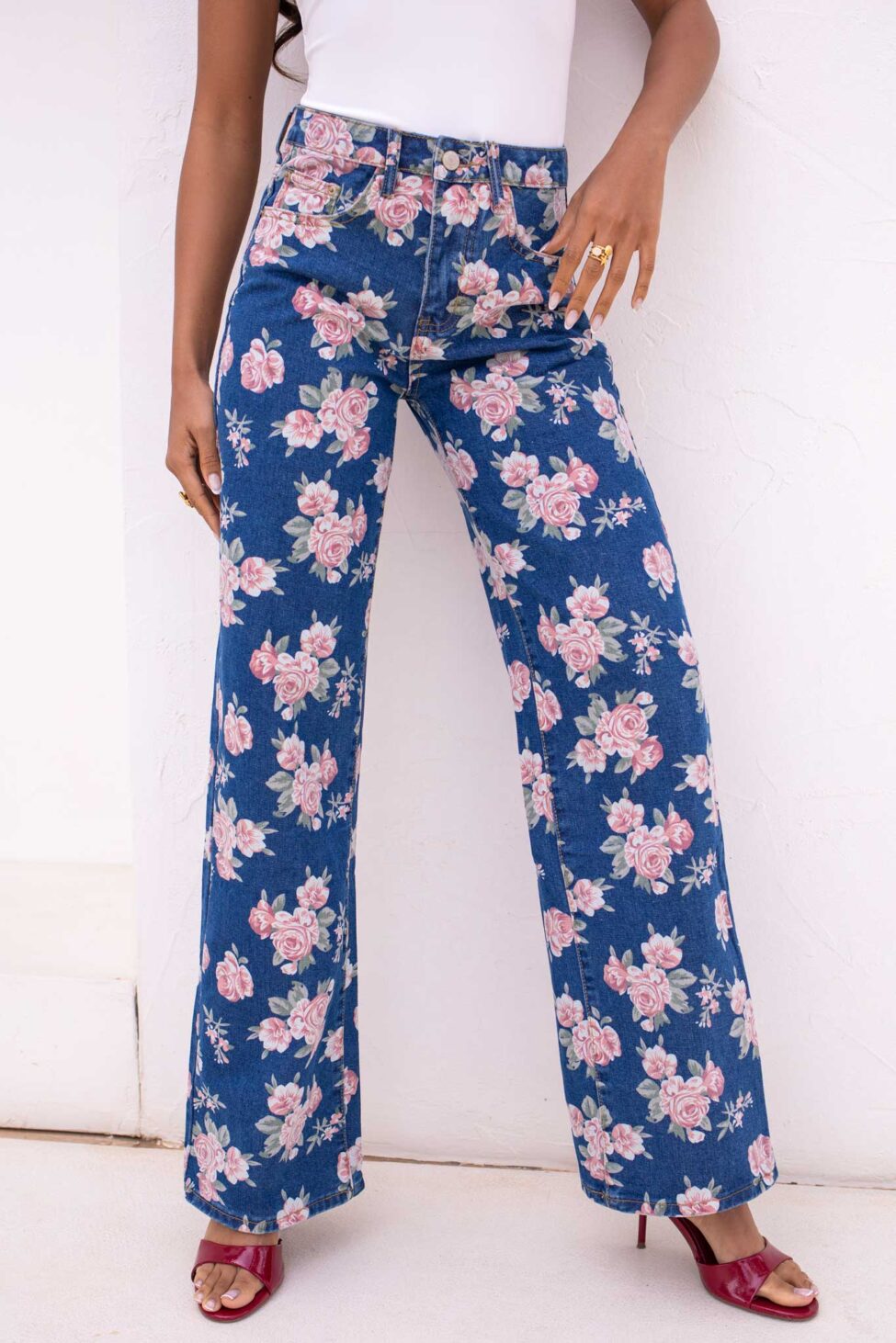 Dory τζιν παντελόνι φλοράλ μπλε - Image 2