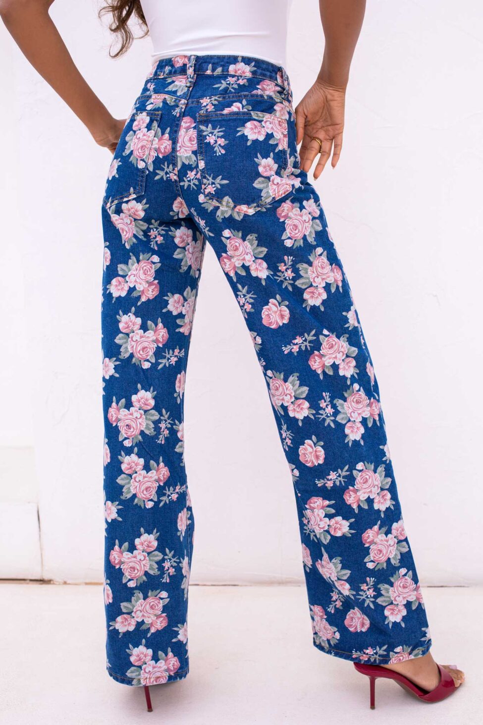 Dory τζιν παντελόνι φλοράλ μπλε - Image 3