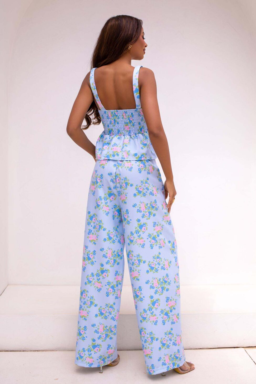 Eivor σετ τοπ παντελόνι φλοράλ σιελ - Image 3