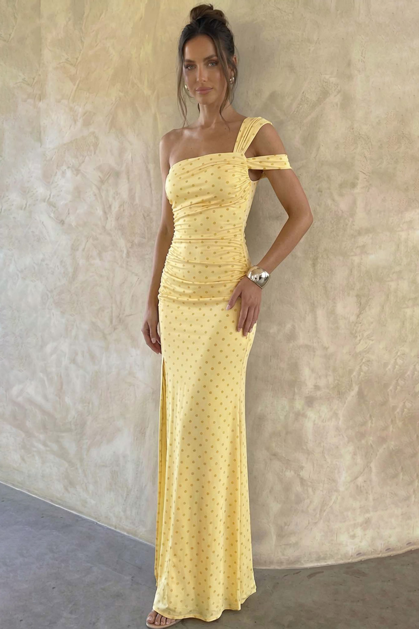 Etna φόρεμα μάξι πουά κίτρινο Etna φόρεμα μάξι πουά κίτρινο - Image 1