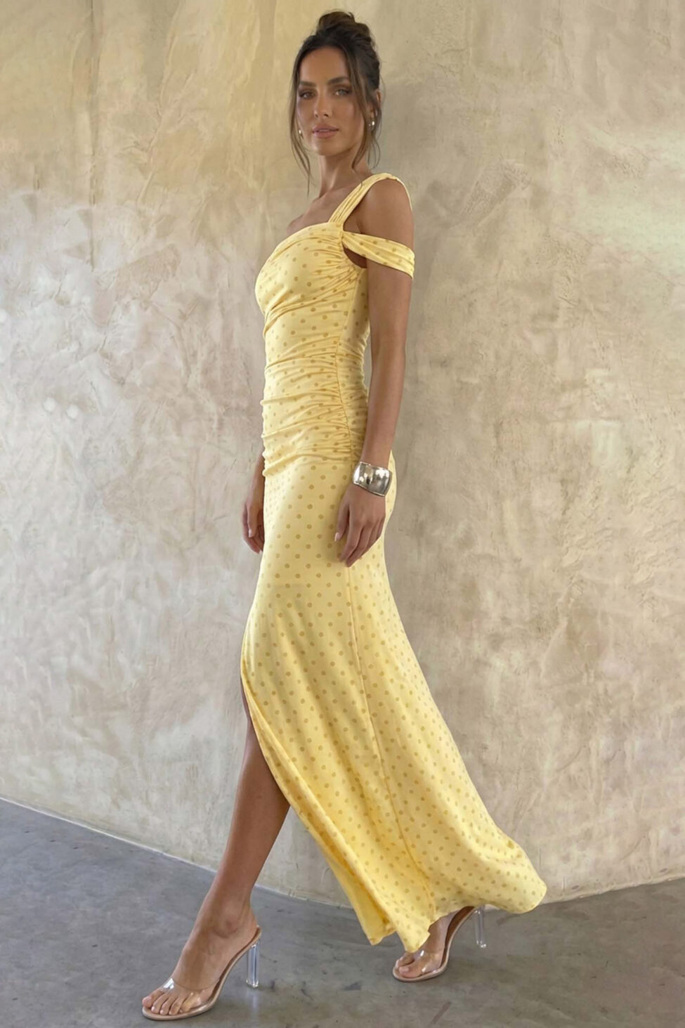 Etna φόρεμα μάξι πουά κίτρινο - Image 2