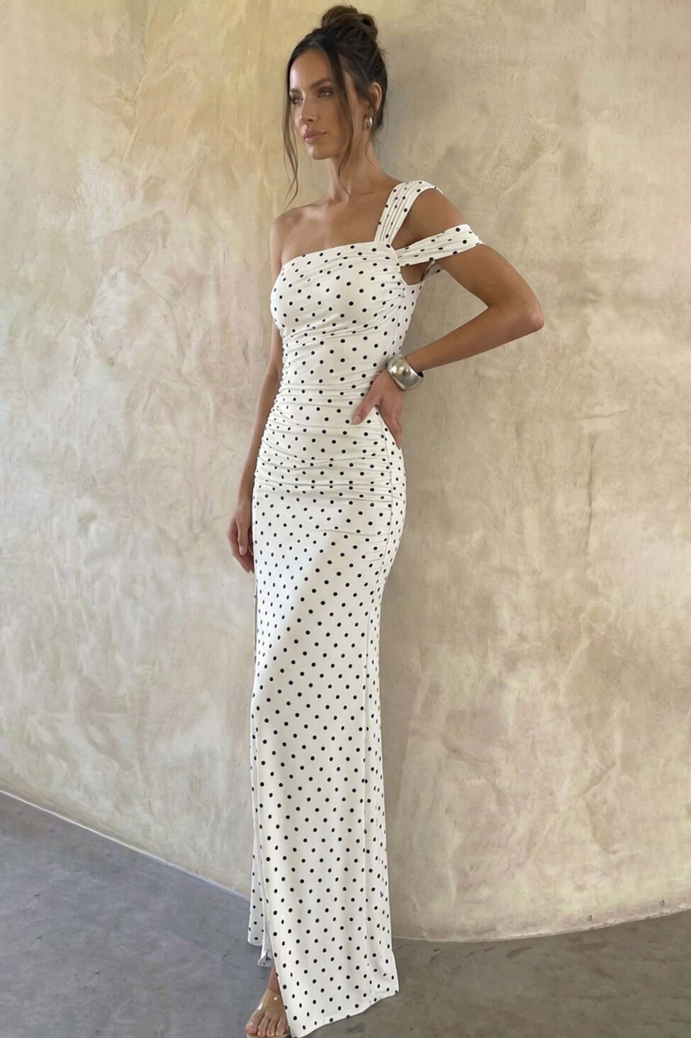 Etna φόρεμα μάξι πουά λευκό - Image 2