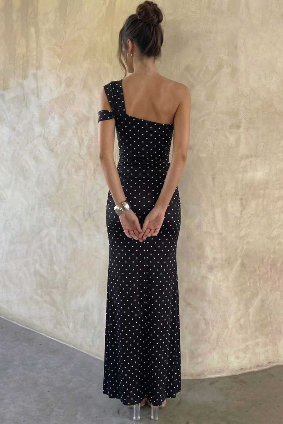 Etna φόρεμα μάξι πουά μαύρο - Image 2