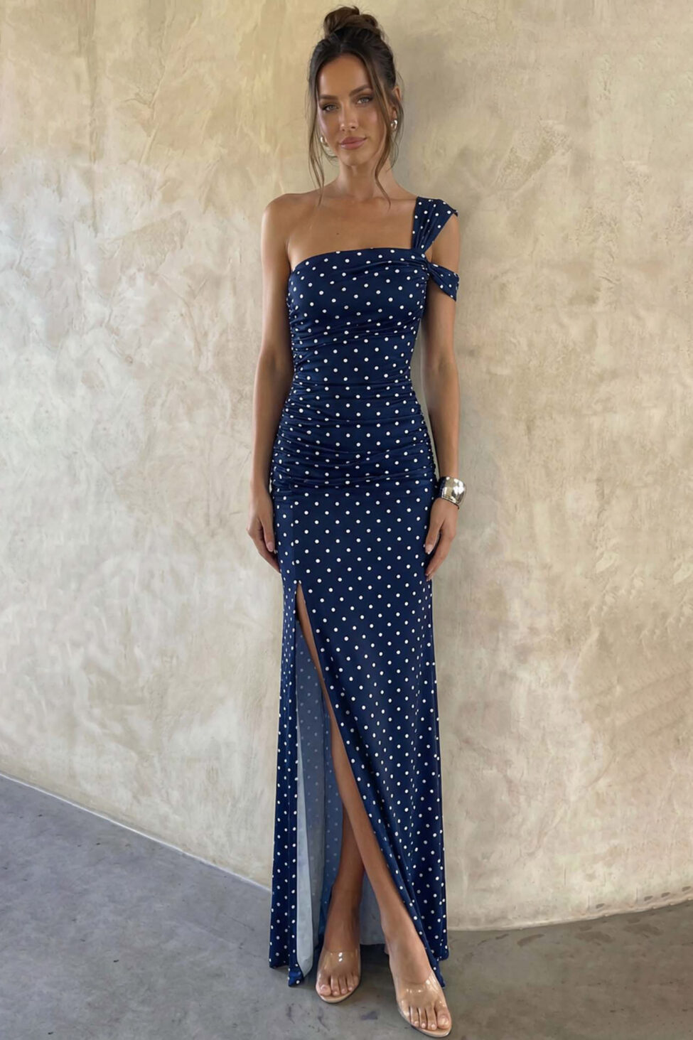 Etna φόρεμα μάξι πουά μπλε - Image 2